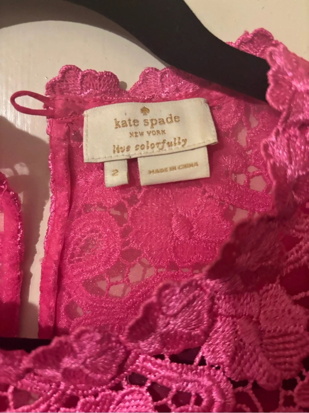 kate spade Hot Pink Floral Lace Short Sleeve Blouse